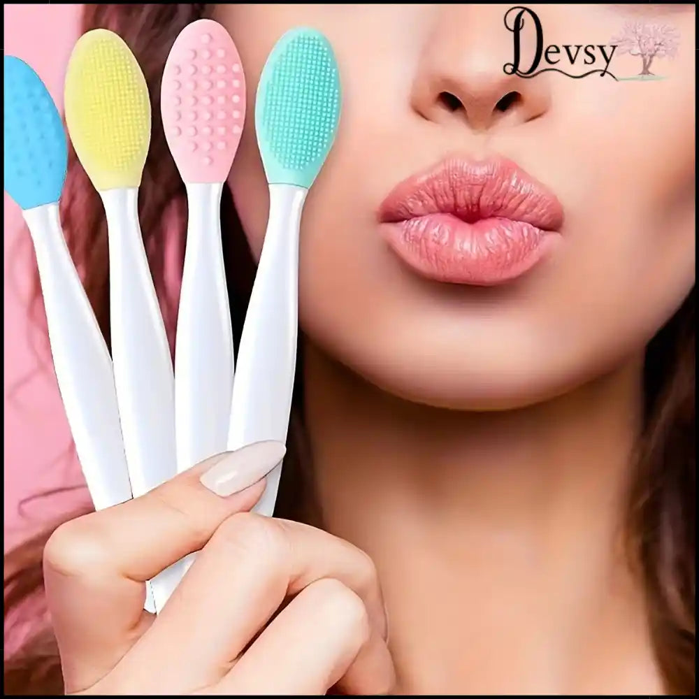 Lot de 4 brosses à lèvres en silicone coloré pour le visage, et nez